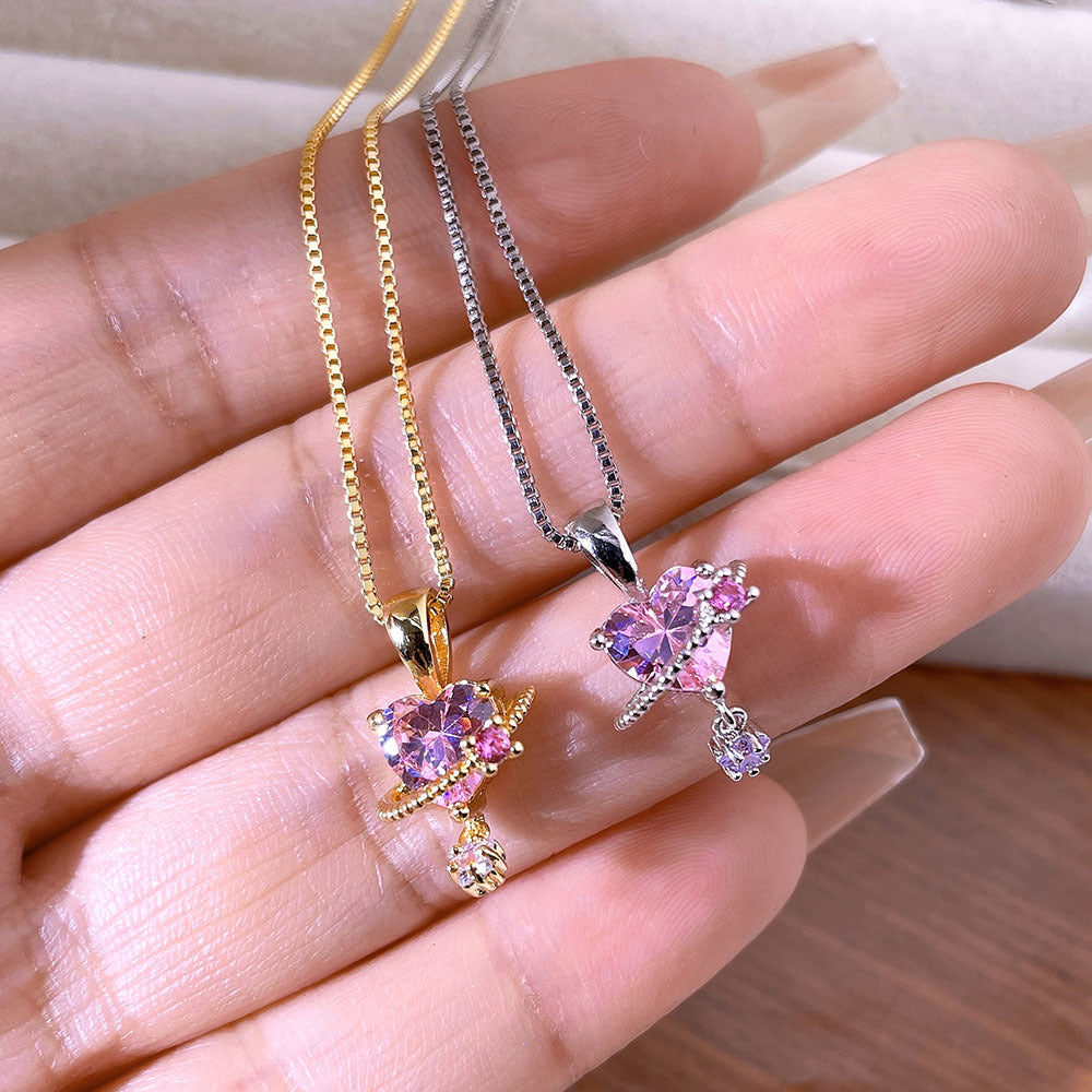 Necklace Loving Heart Zircon Female Pendant