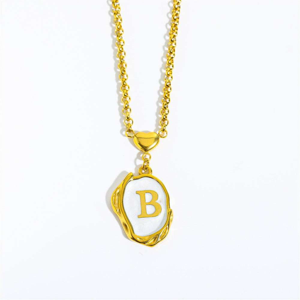 Titanium Steel Letter Drop Oil Three-dimensional Necklace