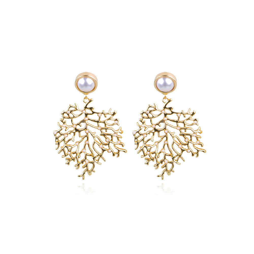 Coral Shape Alloy Earrings Women