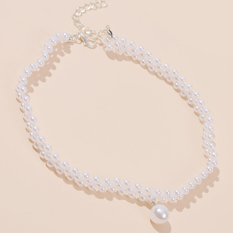 Hand-Woven Pearl Clavicle Necklace