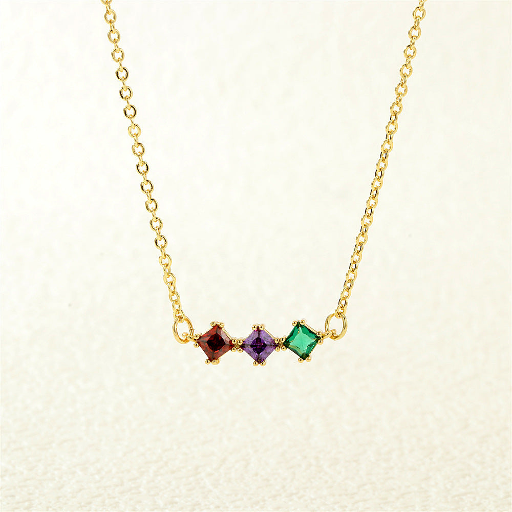 Geometric Rhombus Zircon Long Pendant Clavicle Chain