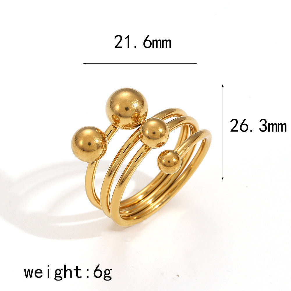 Round Ball Line Titanium Steel Ring Female Fashion