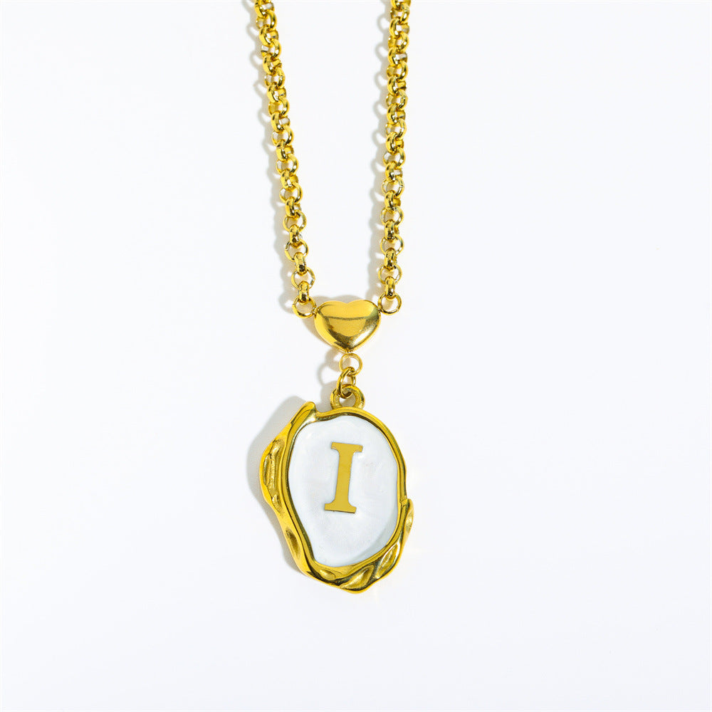 Titanium Steel Letter Drop Oil Three-dimensional Necklace