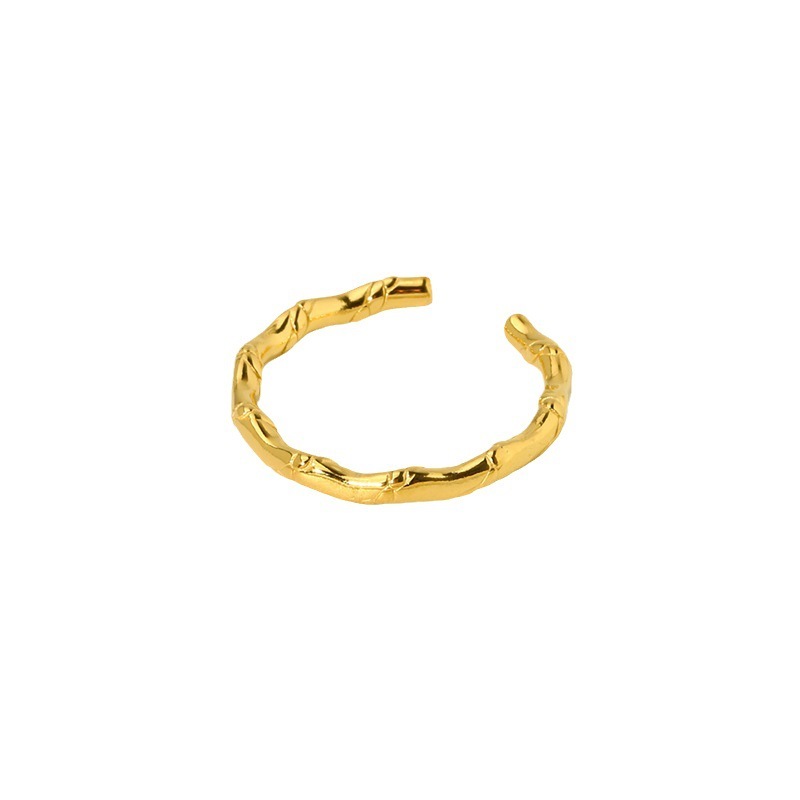 Stainless Steel Irregular Open Ring 18K Real Gold Female