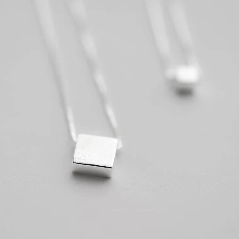 925 Silver Multi-layer Geometric Square Minimalistic Necklace Female