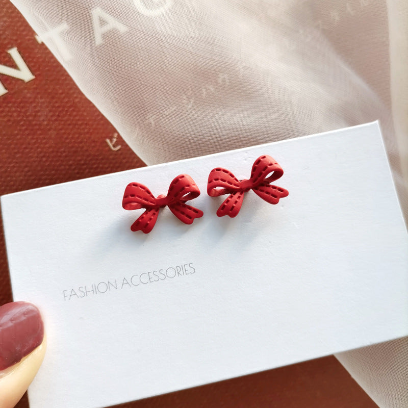 S925 Silver Pin Korean Dongdaemun Bow Earrings